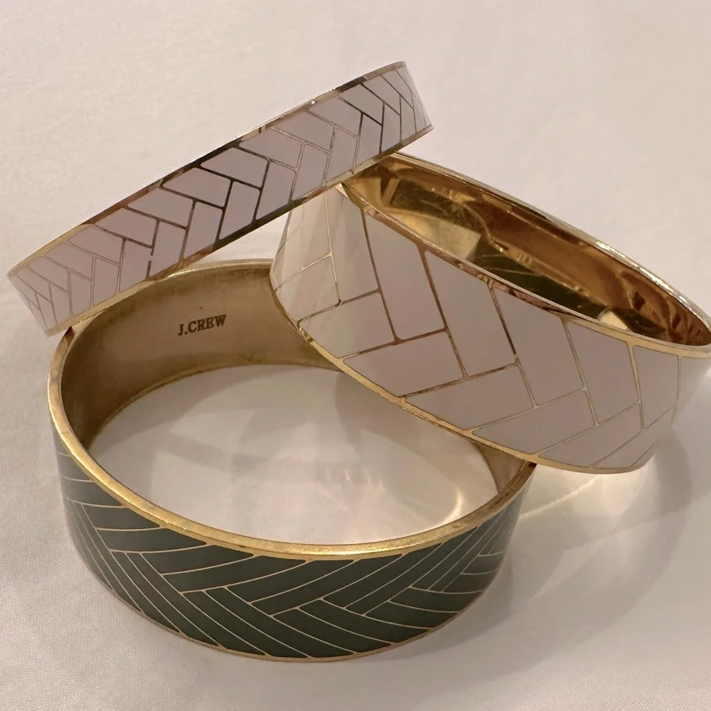 J Crew enamel bracelets chevron bangle- set of 3 - Picture 7 of 9